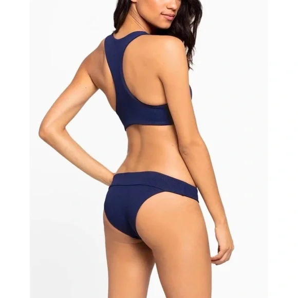 L Space Navy Blue Women's Swim Set size small ribbed - Picture 3 of 3